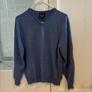 Jos A Bank Italian Merino Wool Men's Blue V-Neck Sweater